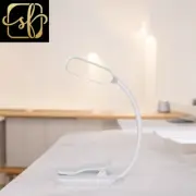 White 7 LED Book Light USB Rechargeable Reading Light 3-Level Warm Cool White Da