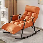 Rocking Chair Nursery Glider Rocker with Side Pocket and Adjustable High Back,Comfy Recliner Lounge Sofa Chair Uplostered Accent Chair for Nursery,Living Room and Bedroom (Color : Orange)