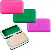 BRIXY Beauty Bar Travel Case Set – 3 Pack Soap Bar Travel Containers, Leakproof Portable Soap Holder, Durable Silicone, Magnetic Seal, TSA Friendly (Pink, Purple, Green)