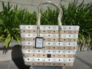 MCM Monogram SPOT VISETO MEDIUM TOTE BAG, Zip Top, Pick Black or Beige MSRP$895