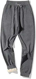 [Ylingjun] Mens Warm Sherpa Lined Sweatpants Casual Elastic Waist Athletic Active Joggers Fleece Pants