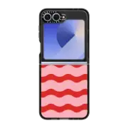 Galaxy Z Flip6 Impact Case Red And Pink Wavy Stripe