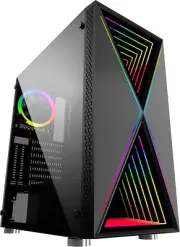 B-Blackwidow-Rgb Black Gaming PC ATX Case, Special Ripple Effect Front Panel, T