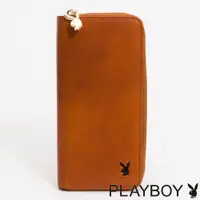 在飛比找ETMall東森購物網優惠-PLAYBOY - 拉鏈長夾 Leather系列 - 咖色