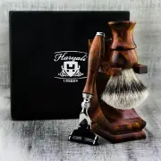Classic Men's Shaving Set | Luxury Wet Shaver Hair Remove Razor & Brush + Stand