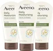 Aveeno Daily Moisturizing Facial Cleanser with Soothing Non-GMO Oat, Hydrating Face Washfor Soft & Supple Skin, Free of Parabens, Sulfates, Fragrance, Dyes & Soaps, 5 fl. oz, Pack of 3
