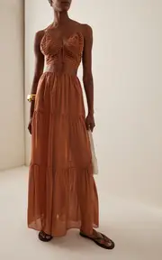 [Moré Noir] Juna Tiered Cotton-Silk Voile Maxi Skirt