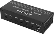 Stereo Audio Splitter Box Mini Preamplifier Headphone Amplifier 2 Way Input 4 Way Output 3.5mm Music Control Panel Black