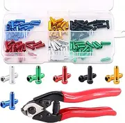 120Pcs Alloy Bicycle Brake Cable Cap End Tips Crimp Road Mountain Bikes Cable End Caps and 8 Inch Stainless Steel Wire Rope Bicycle Cable Cutters Set