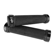 RNX Lock on Black Bike Grips MTB BMX Mountain Bike Handlebar Grips with End Caps
