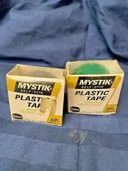 Vintage Mystik Plastic Tape 2 roll set green silver