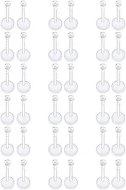 [Yaalozei] 16G Clear Push Top Piercing Retainers Clear Bioflex 2MM CZ Labret Monroe Lip Ring Cartilage Tragus Helix Earrings Stud Body Jewelry Piercing 30pcs-36pcs