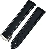 [BANDKIT] 20mm Curved Rubber Watchband Fit For Omega Speedmaster Moonwatch Seamaster 300 AT150 Strap