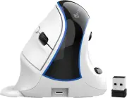 Wireless Mouse, Vertical Ergonomic Mouse with Bluetooth Dual Modes + USB Dongle