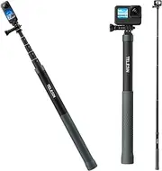 Selfie Stick Pole Long for Go Pro Insta360 (120cm/47.2 inch), TELESIN Lightweight Carbon Fiber Extension Monopod for Go Pro Max Hero 13 12 11 10 9 8 7 One RS One X3 Go 2 DJI Action 2 3 iPhone Android
