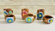 3 Mini Jarritos Tequileros De Barro Mexicano Y 3 Canastas Mexicanas Tequileros