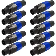 10 Pcs 4-Pin 4 Pole Male Speakon Connector Adapter Speaker Amplifier Blue Ring