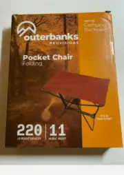 OuterBanks Folding Pocket Chair up to 220lbs red 11 in seat height NEW