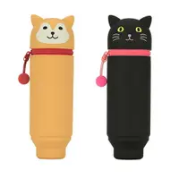 在飛比找樂天市場購物網優惠-Lihit Lab 動物造型筆袋 2 入- 黑貓 + 柴犬