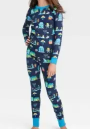 Kids' Hanukkah Size 8 Pajama Set Lions Print Matching Family - Navy Blue