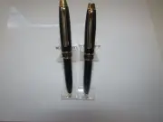 Bill Blass Pen Mechanical Pencil Boxed Cased Set Continental Black/Gold Tone