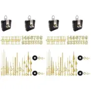 4 Pcs Quartz Clock Movement Parts 12 Set Gold Hands Contains Numerals Kit1401