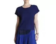 NEW BCBG MAXAZRIA BLUE DEPTH EMMALINE HIGHLOW HEM PULLOVER ICR1S122/B441A SZ XXS