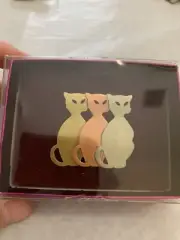 Jessica Lauren 3 Siamese Cat Brooch Silver Copper Brass New So Cute