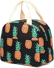 Xunteny Lunch Bag for Women Girls, Insulated Reusable Lunch Box Cooler Tote Bags for Adults Kids Work School Picnic Beach (Pineapple)