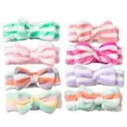 Beakey 8Pcs Makeup Headbands Fluffy Bow Hair Band for Washing Face Spa-Stripe