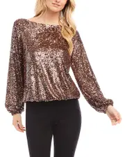 Karen Kane Boat Neck Sequin Top