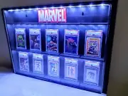 Custom Graded Card Display For Marvel Case LED lights Wall Cabinet Holds 10 PSA