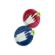 NEW 2 Picnic Sets Red & Blue w 4 Paper Plate Holders 4 Forks, Knives, Spoons ea