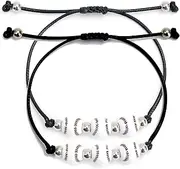 HUJUON 2Pcs Basketball Bracelet Set for Women Men,Sports Ball Baseball Football Bracelet Handmade Weave Basketball Beads Bracelet Jewelry for Teammates