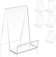 5Pcs Acrylic Sign Holder,Acrylic Book Stands,Clear Book Holder with Vertical Slanted Back, Clear Tablet Holder for Displaying Pictures, Books, Music Sheets