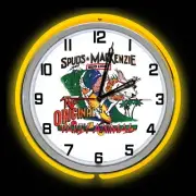 Budweiser Spuds Mackenzie Beer Sign Double Yellow Neon Clock Man Cave Garage 19"