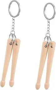 [Baluue] 2Pcs Unique Drum Stick Keychain Wood Drumstick Key Ring for Drummers Lightweight and Convenient Key Pendant for Bags Backpacks and Mobile Phones