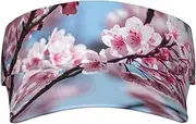 [Ghjkfbf] Tempting Cherry Blossoms Print Sunscreen Visor Hats for Women Men Adjustable Empty Top Beach Cap Hat Adults Outdoor Sports, Black, One Size