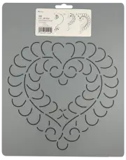 Heart Feather Quilting Stencil Block Feathered Quilt 7.75" Hand Pattern Template