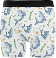 [ZZXXB] Shark Fish Mens Boxer Briefs Stretch Breathable Underwear Fly Front with Pouch S-XXL