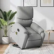 Electric Recliner Chair with Massage, Light Grey Fabric - Reclining, Reading, Living Room, Comfy Furniture, Bedroom Chair, Clearance - Vibration