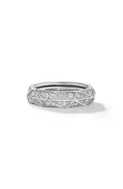 David Yurman Torqued Faceted Band Ring in Sterling Silver with Pavé Diamonds at Nordstrom, Size 8.5