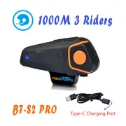 BT-S2 Motorcycle Helmet Bluetooth Intercom Headset Motorbike Interphone 2 Rider