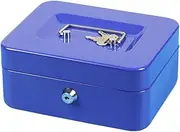 1Pc Portable Fireproof Cash Storage Box with Lock Two Key Holder Insurance Container Secure Organizer for Coins Cards Jewelry Easy Carrying Handle