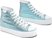 [ALTOCIS] Women's Comfortable Platform High Top Sneakers, Casual Canvas Lining Walking Shoes, Cute Faux Suede Fashion Sneakers, Classic Mid Top Shoes for Women