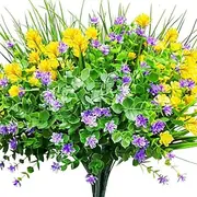 9 Bundles Artificial Flowers for Outdoors, UV Resistant Faux Plants for Hanging Basket, Window Box, Wedding, Indoor Outdoor Decoration, No Fade Fake Flowers fo