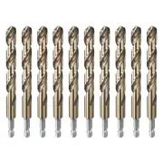 10pcs Drill Bit 29/64" Gold Oxide M35 HSS Twist Drill Bit with 1/4" Hex Shank