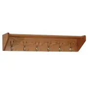 Pemberly Row 6 Hook Wall Mounted Coat Rack Shelf in Light Oak