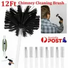 Chimney Sweeping Cleaner Brush Flue Cleaning System Fireplace With 6 Rods Tools
