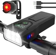 Bike Lights USB Rechargeable Bike Light Set, 1000 Lumens High Brightness 5200mAh Battery IPX6 Waterproof 8 Light Modes Bike Front and Back Lights to Ensure Night Cycling and Biking Safety